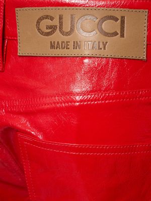Pantaloni din piele Gucci roșu