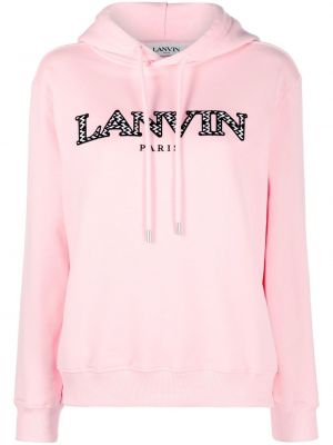Βαμβακερός φούτερ με κουκούλα με κέντημα Lanvin ροζ