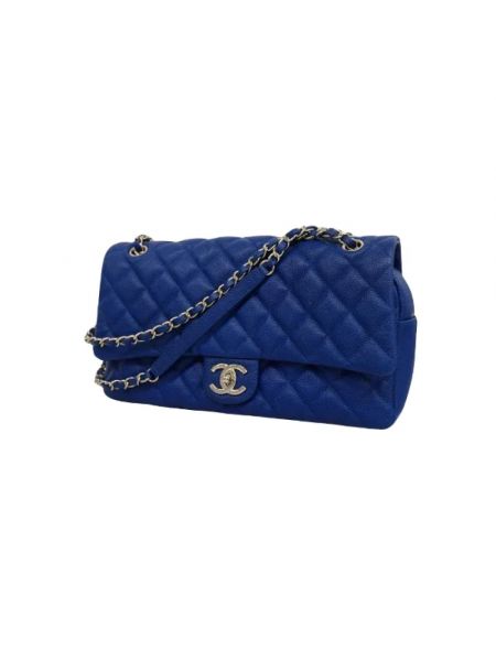 Torebka skórzana retro Chanel Vintage niebieska