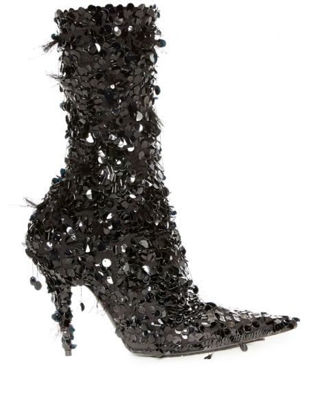 Ankle boots à paillettes Balenciaga noir