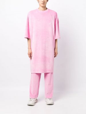Aksamitna sukienka koszulowa Team Wang Design różowa