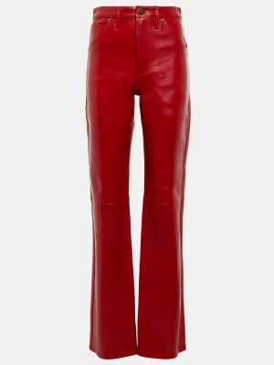 Kožené rovné nohavice s vysokým pásom Dodo Bar Or červená