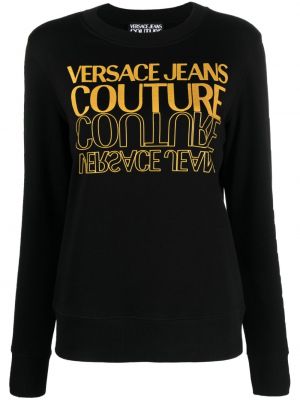 Puloverel din bumbac cu imagine Versace Jeans Couture negru