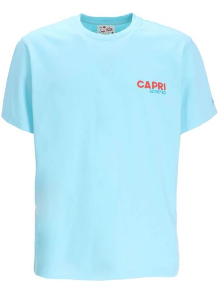 Памучна тениска с принт Mc2 Saint Barth синьо