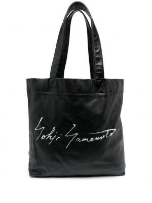 Шопинг чанта с принт Yohji Yamamoto черно