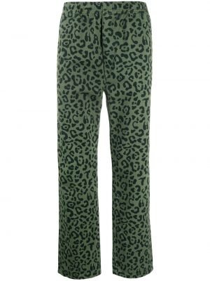 Pantalones rectos con estampado leopardo Vyner Articles verde