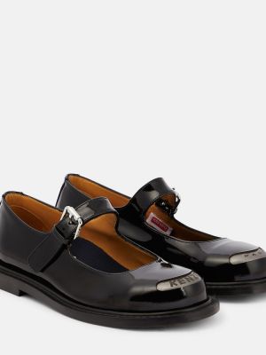 Кожени полуотворени обувки от лакирана кожа Kenzo черно