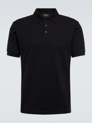 Памучна поло тениска Giorgio Armani черно