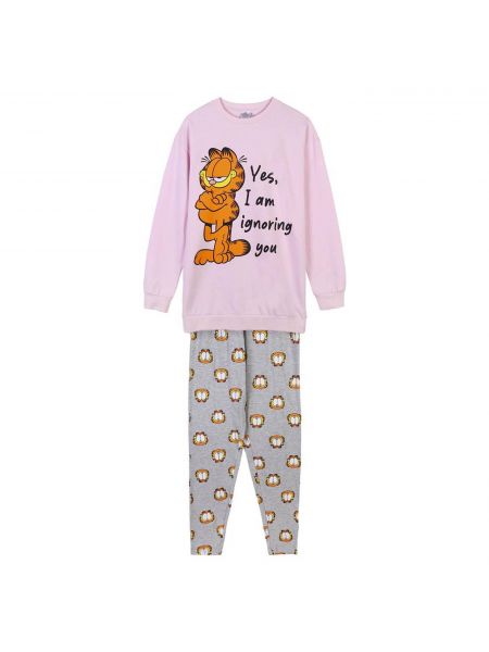 Piżama bawełniana Garfield szara