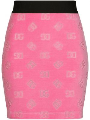 Sametové mini sukně Dolce & Gabbana růžové
