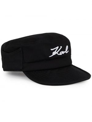 Haftowana czapka bez obcasa Karl Lagerfeld czarna