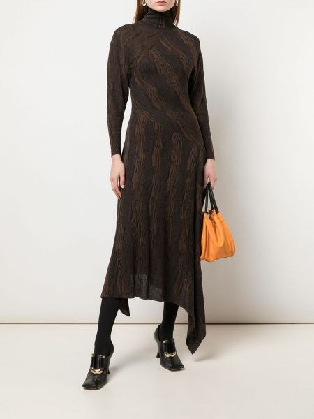 Vestido de cóctel de punto de tejido jacquard Proenza Schouler marrón