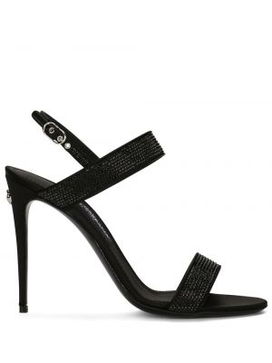 Křišťálové sandály s otevřenou patou Dolce & Gabbana černé