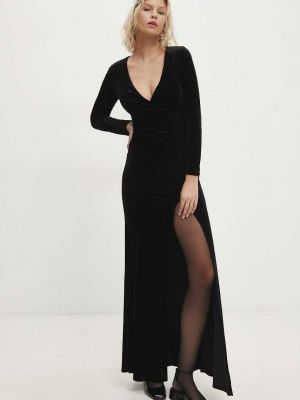 Welurowa sukienka długa dopasowana Answear Lab czarna