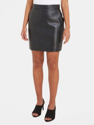 Slim fit kožená sukně Calvin Klein černé
