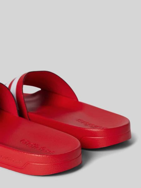Klapki w paski Adidas Sportswear czerwone