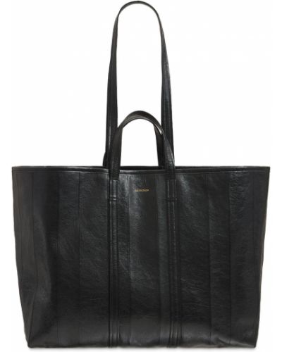 Usnjena nakupovalna torba Balenciaga črna