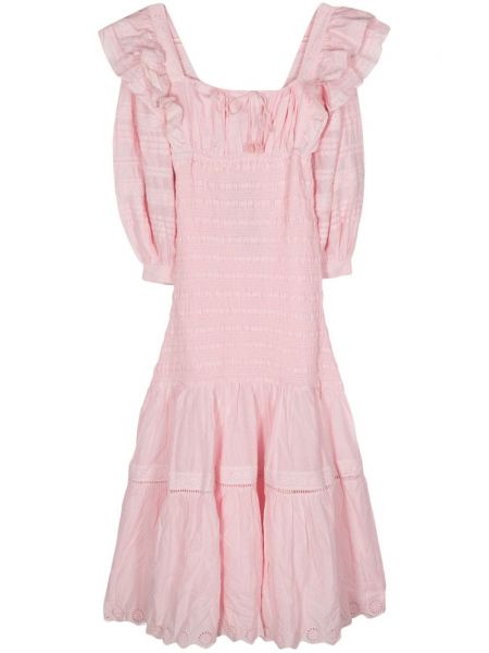 Midi haljina s volanima Farm Rio ružičasta