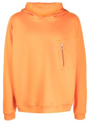 Mikina s kapucí na zip jersey s kapsami Kiton oranžová
