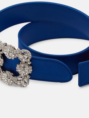 Cintura di raso con cristalli Manolo Blahnik blu