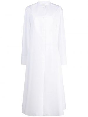Βαμβακερή φόρεμα σε στυλ πουκάμισο Jil Sander λευκό