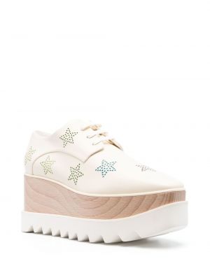 Chaussures oxford à plateforme en cristal à motif étoile Stella Mccartney blanc