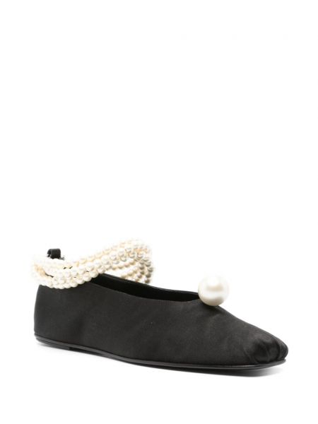 Chaussures de ville avec perles en satin Magda Butrym noir