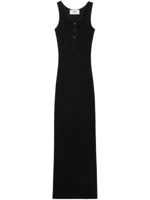 Robe longue sans manches en coton Ami Paris noir