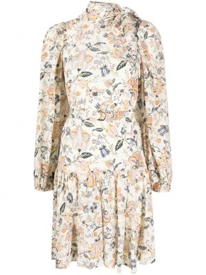 Květinové šaty s mašlí s potiskem Ulla Johnson bílé