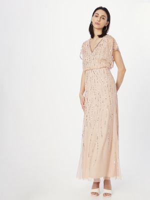 Rožinio aukso vakarinė suknelė su karoliukais Papell Studio