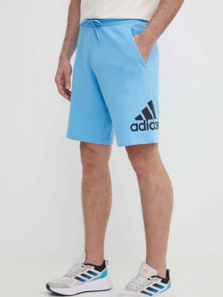 Pantaloni din bumbac Adidas albastru