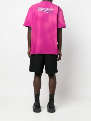 Raštuotas marškinėliai Balenciaga rožinė