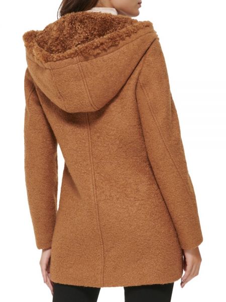 Пальто кэмел с капюшоном Kenneth Cole
