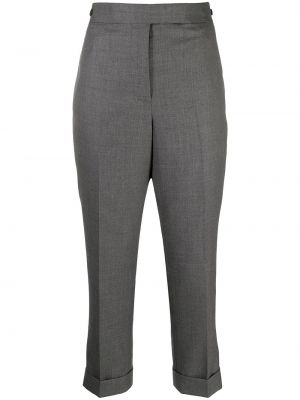 Pantalones rectos de cintura alta Thom Browne gris