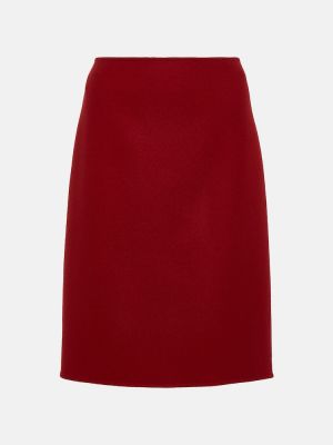 Falda midi ajustada de cachemir con estampado de cachemira The Row rojo