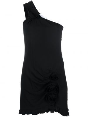 Asymetrické květinové koktejlové šaty Blumarine černé