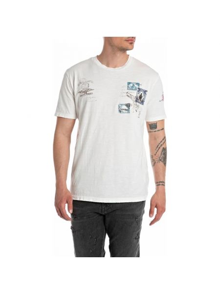 T-shirt aus baumwoll mit rundem ausschnitt Replay weiß