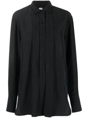 Plisovaná hedvábná košile Totême černá
