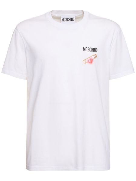 T-shirt med hjärtmönster Moschino vit