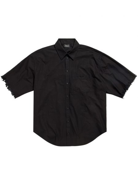 Памучна риза с протрити краища Balenciaga черно