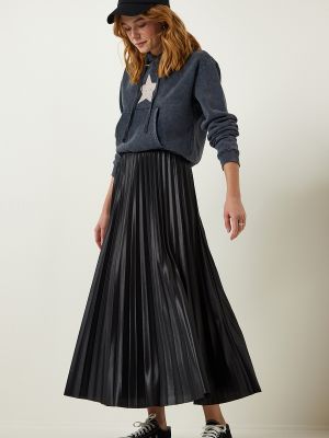 Plisovaná pletená sukňa Happiness İstanbul čierna
