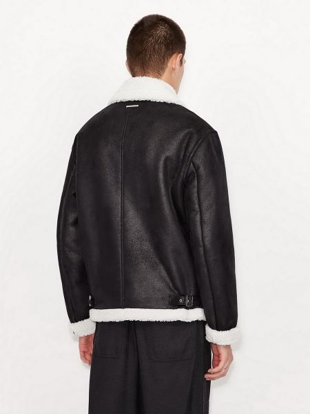 Шкіряна куртка Armani Exchange, чорна