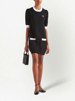 Bavlněné mini šaty Prada černé