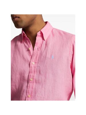 Camisa de lino slim fit con estampado Ralph Lauren rosa