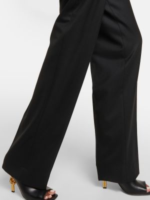 Asimetrične volnene ravne hlače Victoria Beckham črna