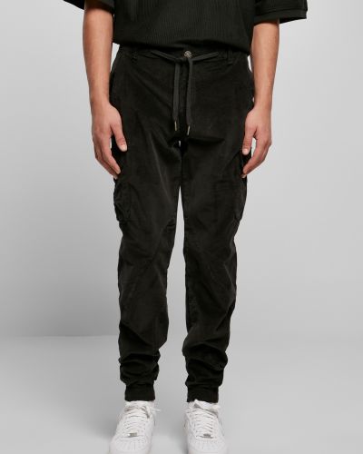 Карго панталони от рипсено кадифе Urban Classics черно