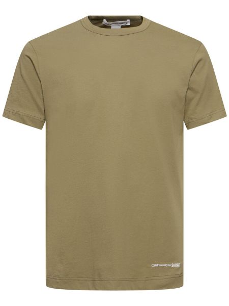 Bavlnené tričko s potlačou Comme Des Garçons Shirt khaki