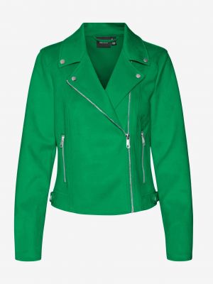 Semišová kožená bunda Vero Moda zelená
