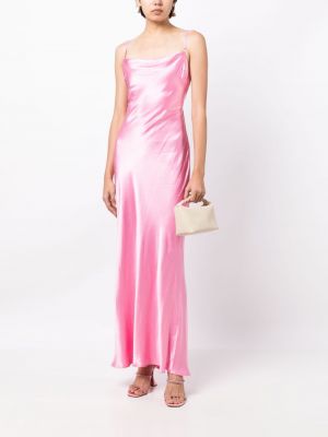 Satynowa sukienka długa Bec + Bridge różowa