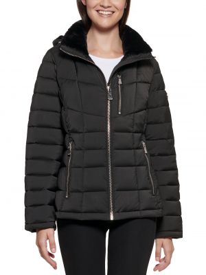 Пуховое пальто с капюшоном Calvin Klein черное